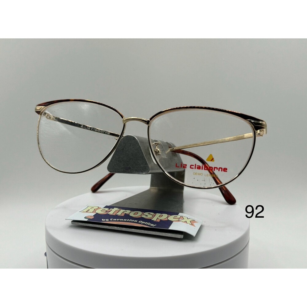 True Vintage Eyeglasses NOS Original Demo Lens Liz Claiborne 82 Gold/Tortoise